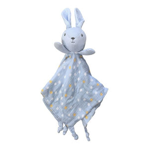 Walmart Bunny Rabbit Muslin Lovey Rattle Toy Blue Polka Dot Security Blanket